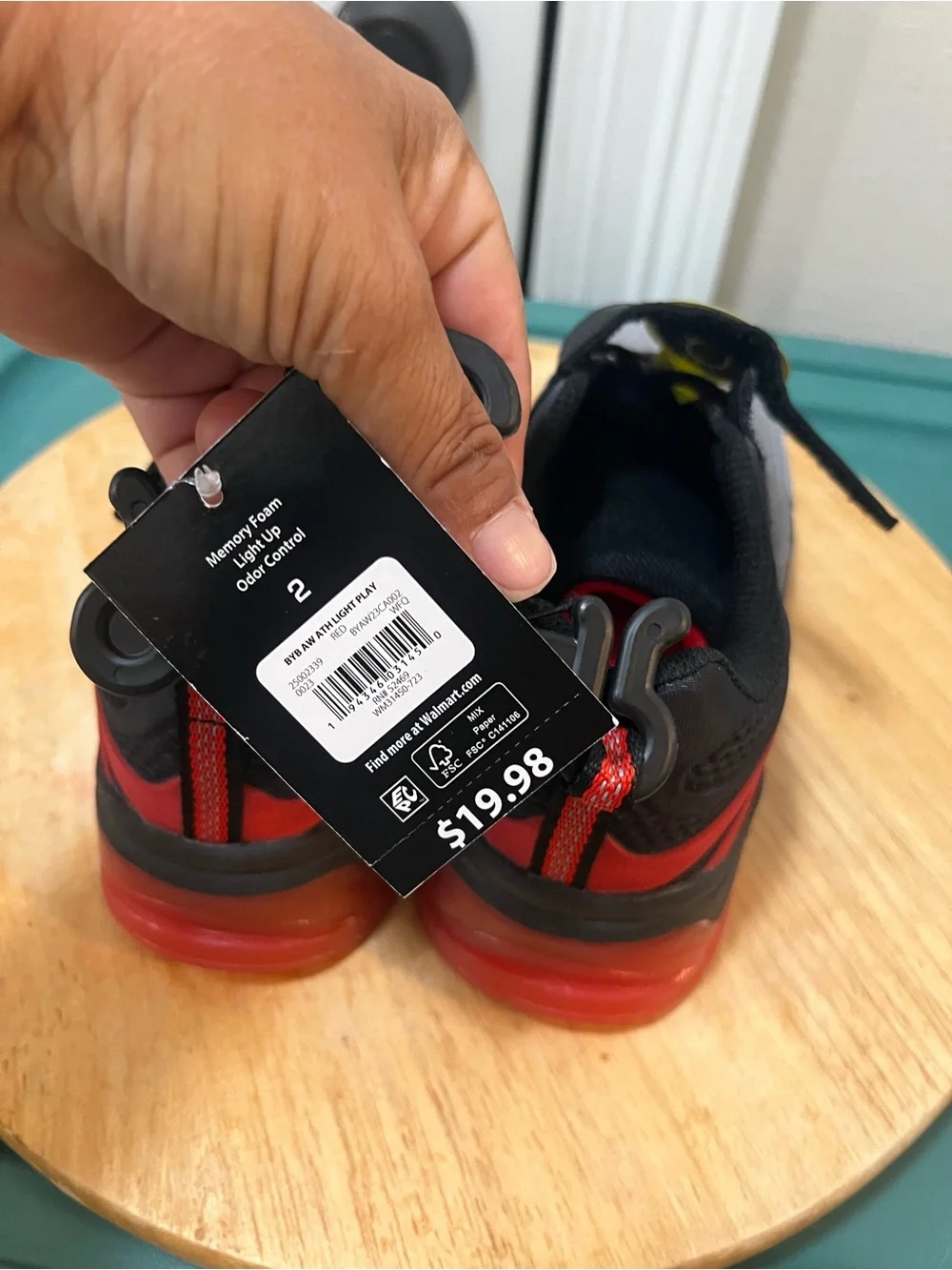 Athletic Works Gray and Red Kids Light-Up Sneakers